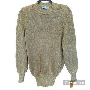 Vintage Carolyn Eve for Bergdorf Goodman Deadstock Gold Lurex Knit Top Sz S/M